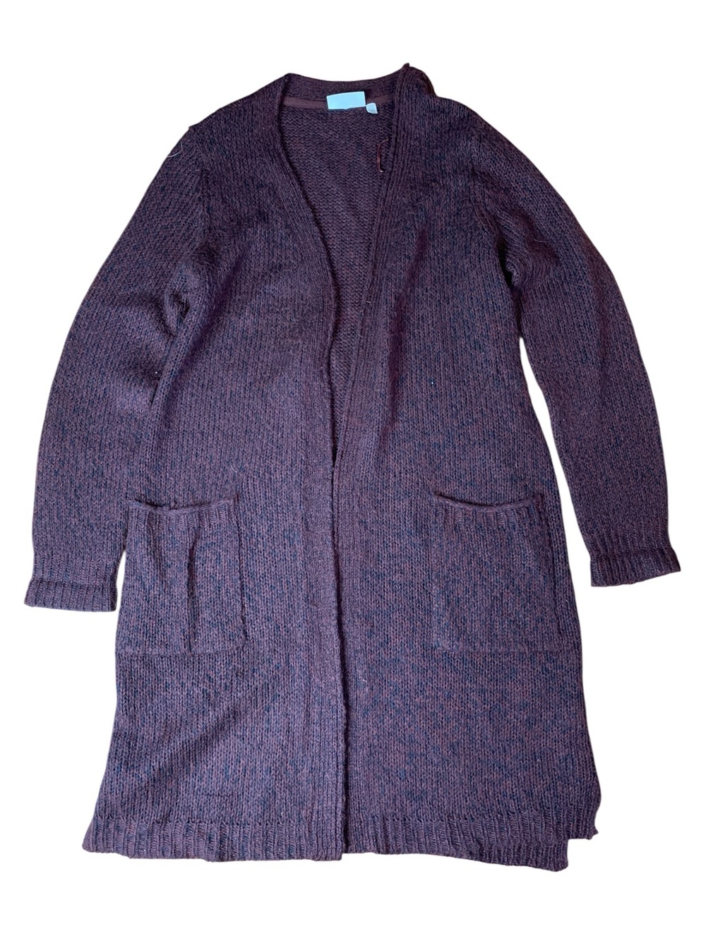 RD Style Burgundy Open Front Long Cardigan - Size Large